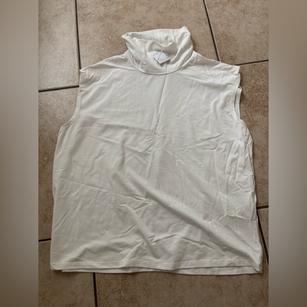 Forever New White Sleeveless Funnel Neck Tank